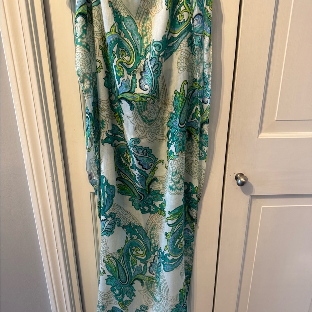 Cache Green and Blue Paisley Vintage Scarf